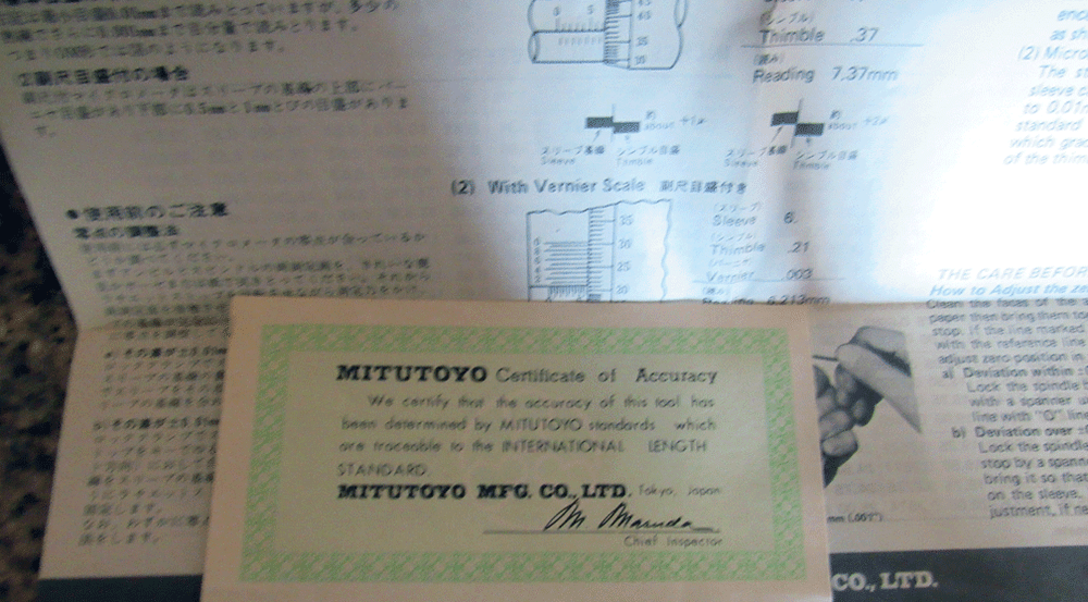Mitutoyo Outside Micrometer