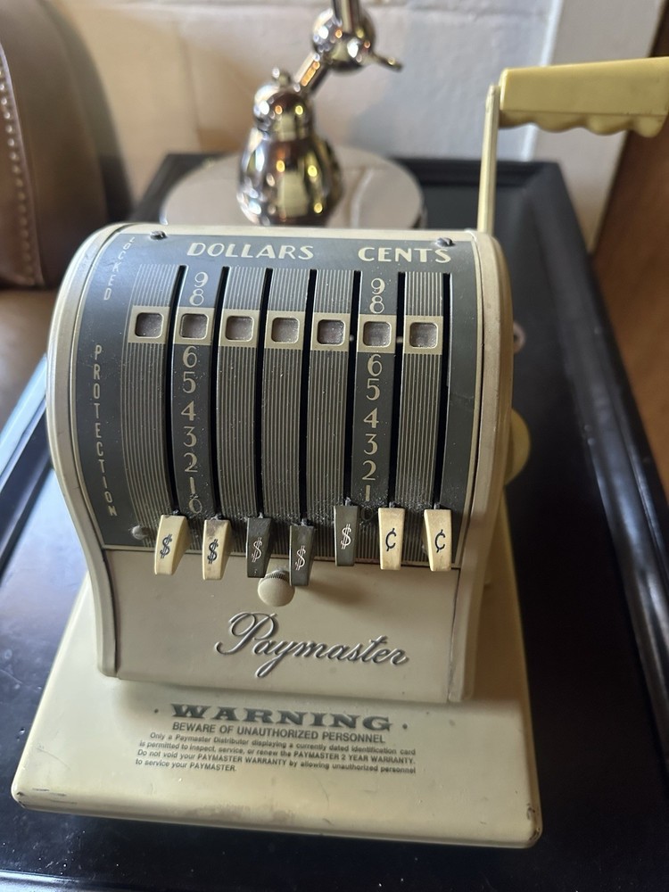 Paymaster Series S-1000 Check Writer with Key- Untested