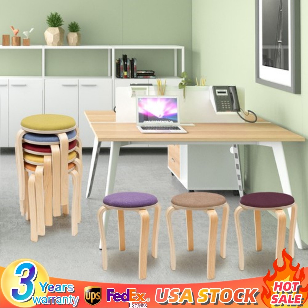 Stackable Stools, Stackable Round Stools, Set of 8 Stacking Wooden Stools NEW