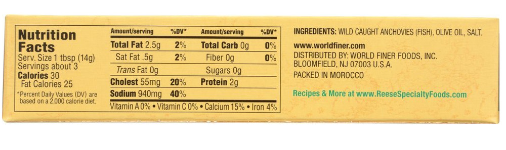 Reese Anchovy Paste, 1.6 oz Tube