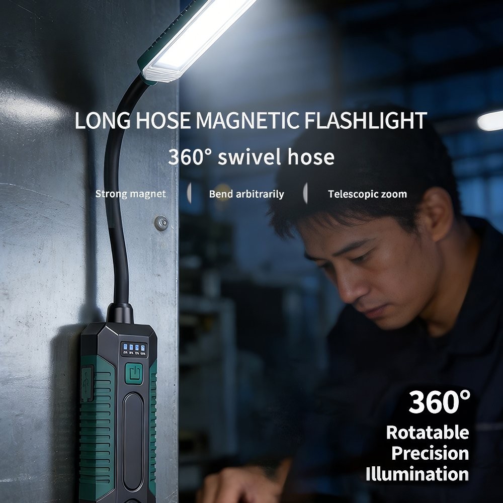 Rechargeable Flashlight LED Work Light with Flexible Gooseneck for Workshops