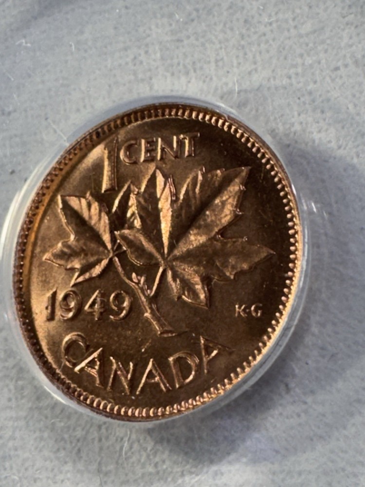 1949 Canada 1 Cent Graded MS 65 RD by ANACS