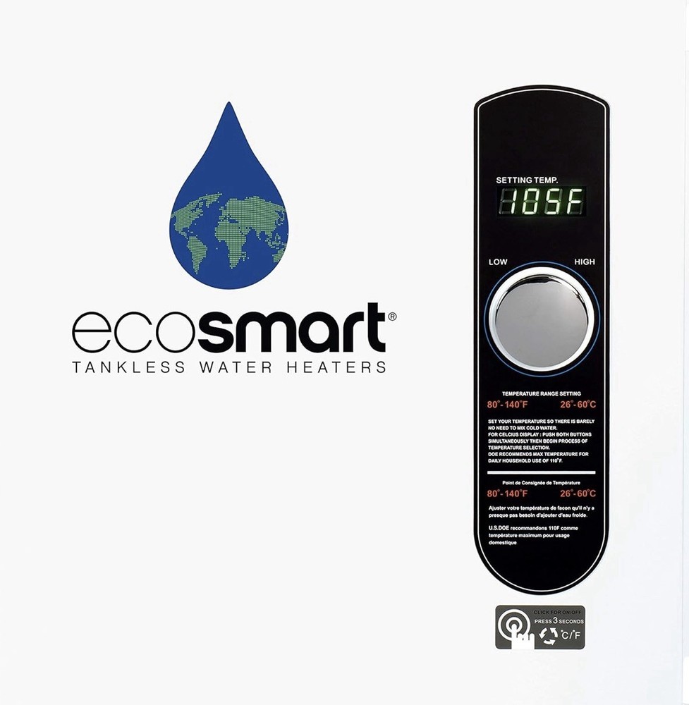 EcoSmart ECO 27 Tankless Water Heater, Electric, 27-kW - 17x17x3.75