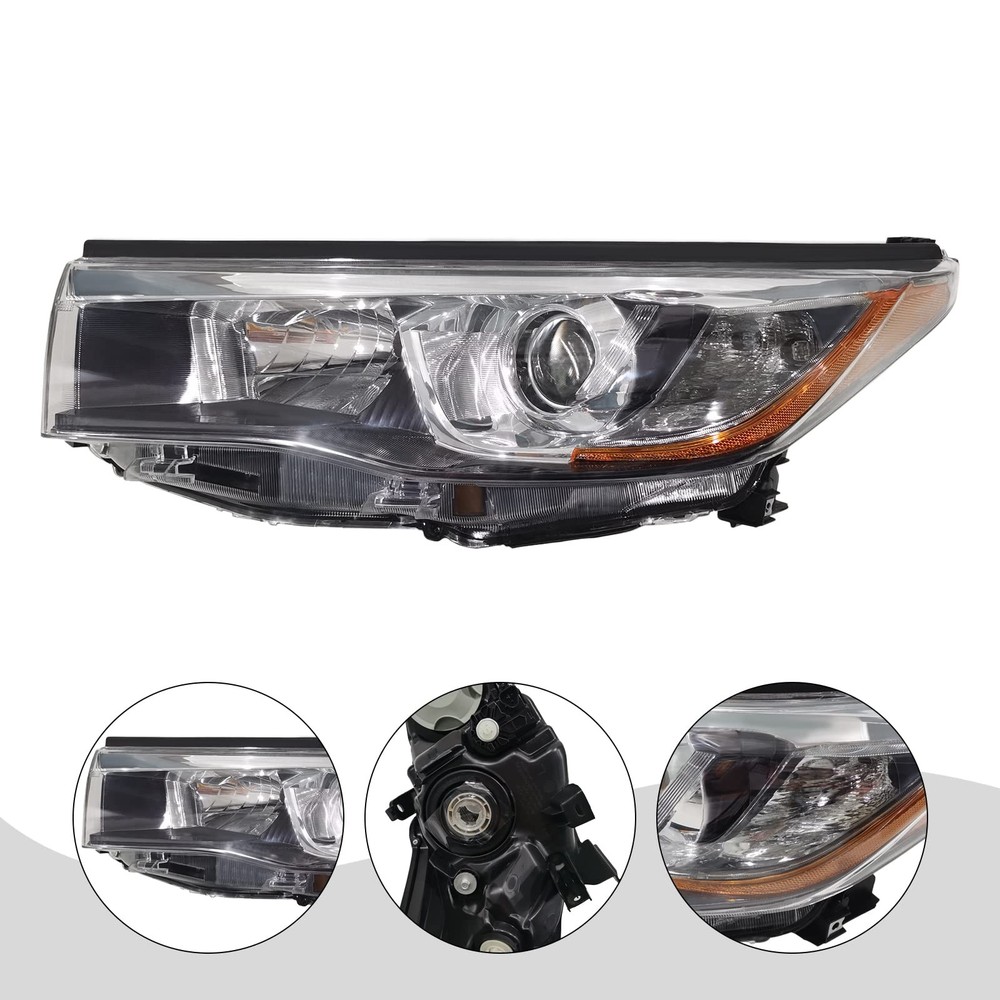 Front Halogen Headlight Left for 2014-2016 Highlander Projector Replacement