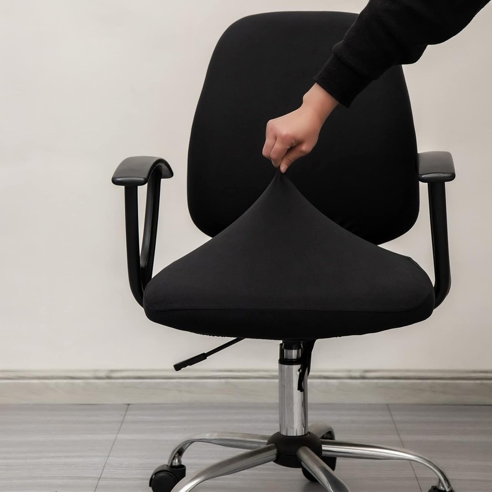 Melaluxe Computer Office Chair Seat Cover + Backrest Cover, Black