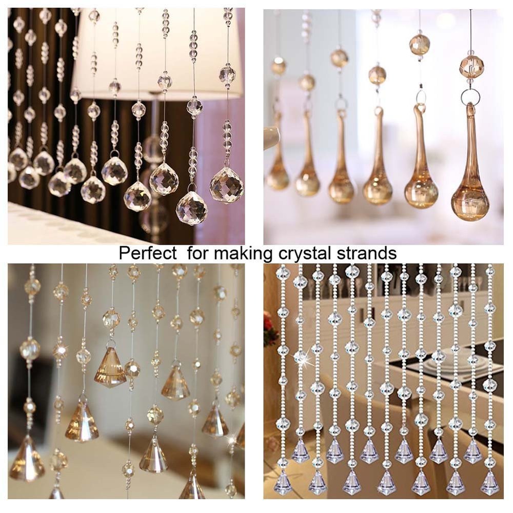 Fushing 100Pcs Stainless Split Rings, Crystal Chandeliers 12mm, Silver