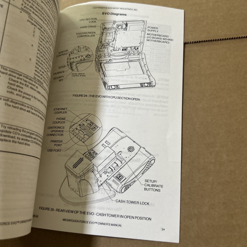 Original EVO MERIT MEGATOUCH owners manual
