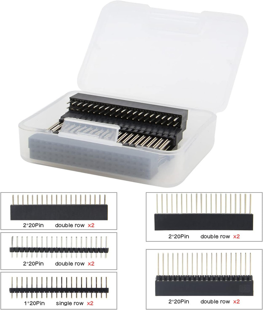 40 Pin Stacking Female Header Kit for Raspberry Pi GPIO Extensions – 2x20 Pack