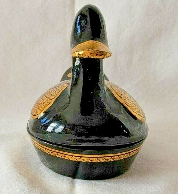 Black Lacquer Wooden Duck Trinket Box