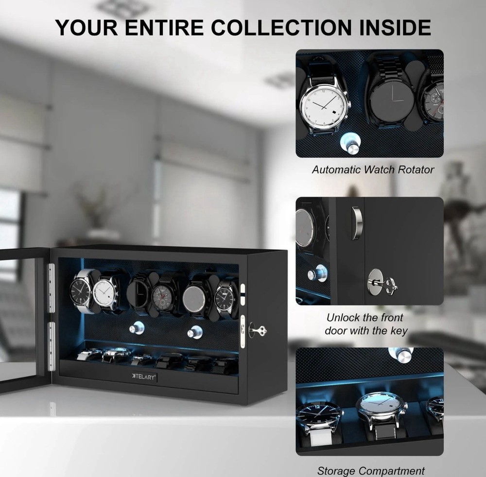 XTELARY 6-Watch Winder, Lockable, 4 Rotations