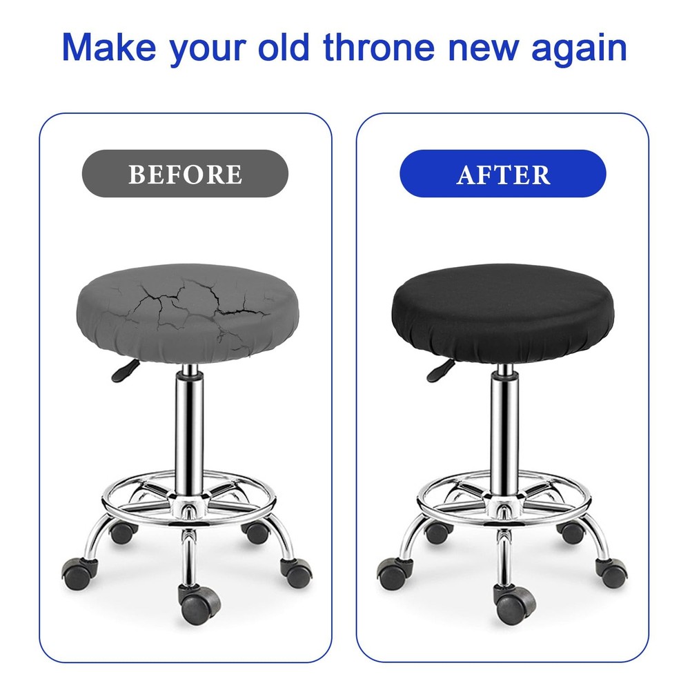 2 Pcs Bar Stool Covers Black Round High Elastic Bar Stool Covers Soft Stools ...