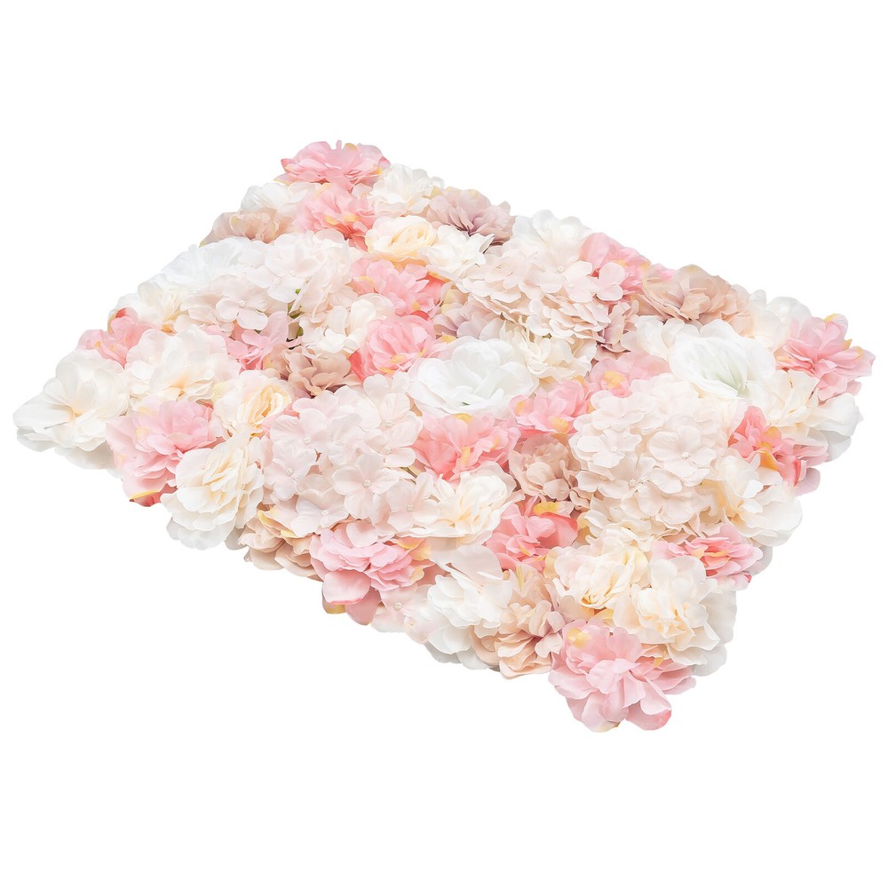 12Pcs Artificial Flower Wall Panels Silk Plastic Backdrop Party Wedding Decor