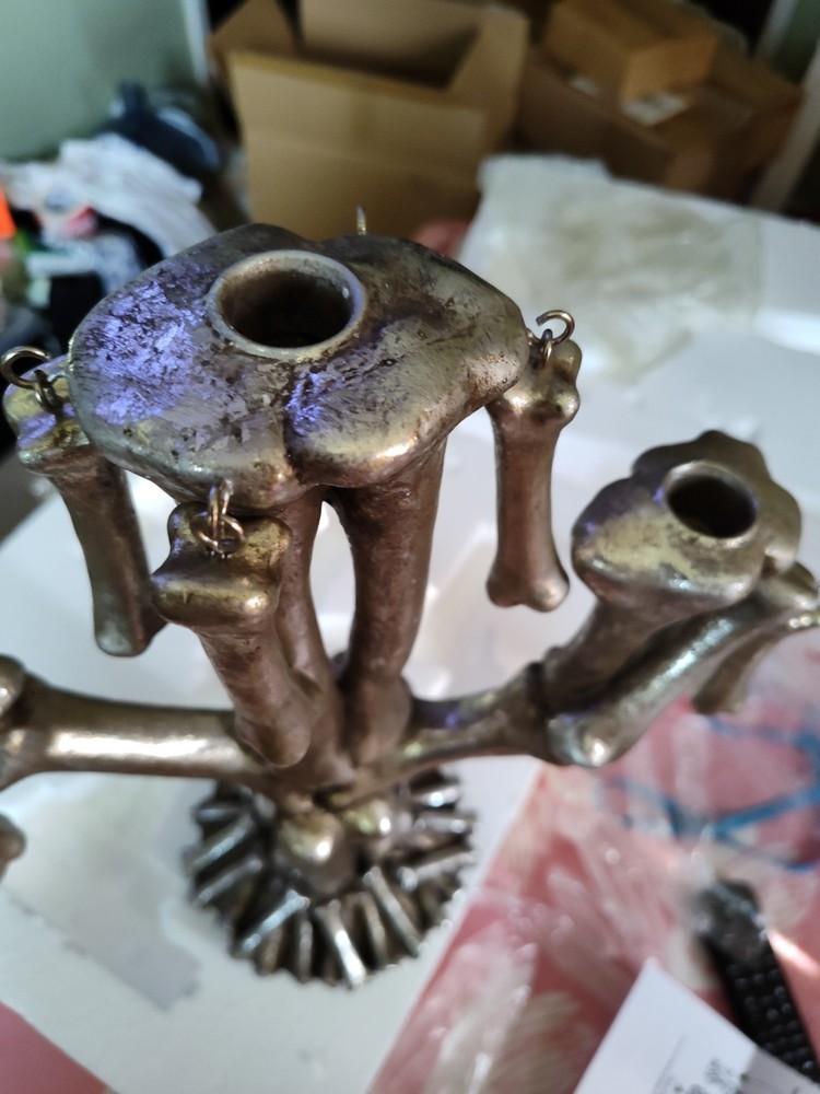 RESIN BONE CANDLE HOLDER HALLOWEEN LARGE