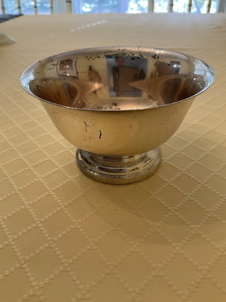 Footed Candy/Nut/Condiment Bowl Silver Plate. Engraved