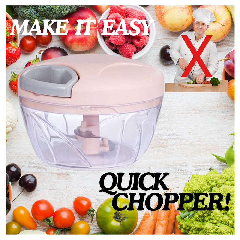 Manual Food Processor, Vegetable Chopper -Easy Pull Hand String- Portable 5oo ml