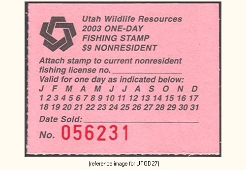 D2K Utah One Day Stamp 2003 $9.00 NR