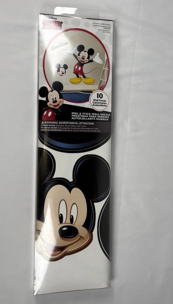 Disney Peel & Stick 30 Wall Decals MICKEY MOUSE Sheets Re-Usable NIB