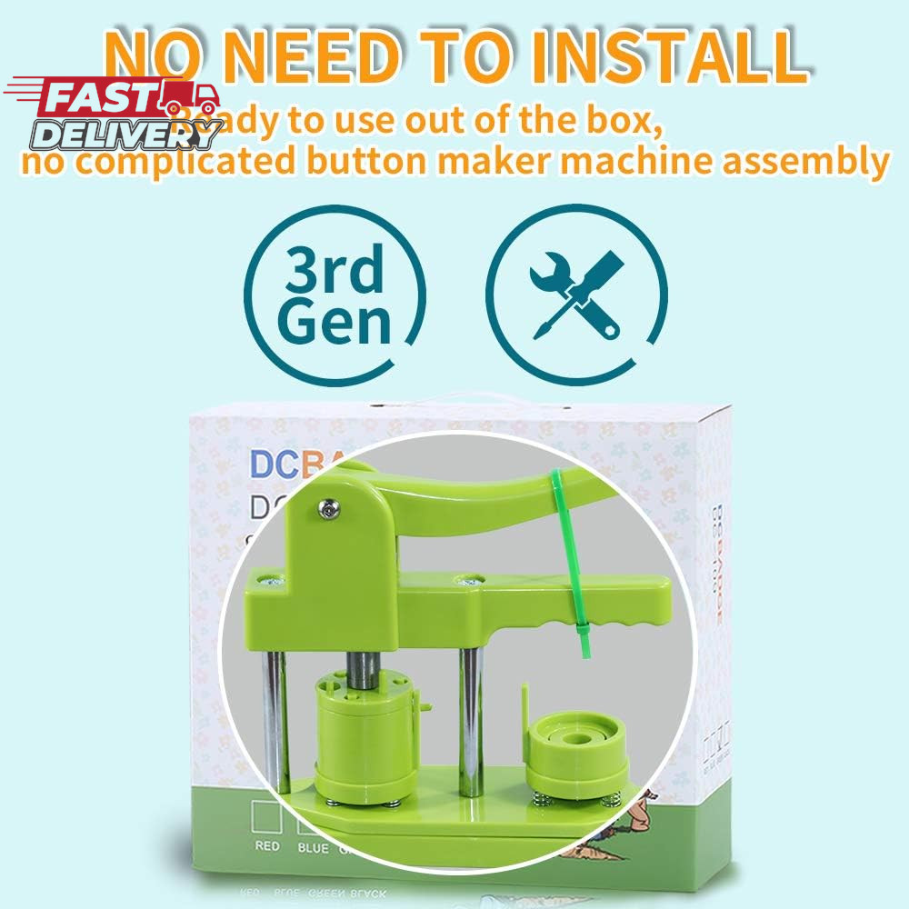 Button Maker Machine, (3Rd Gen) Installation-Free 25Mm(1 In) DIY Pin Button Make