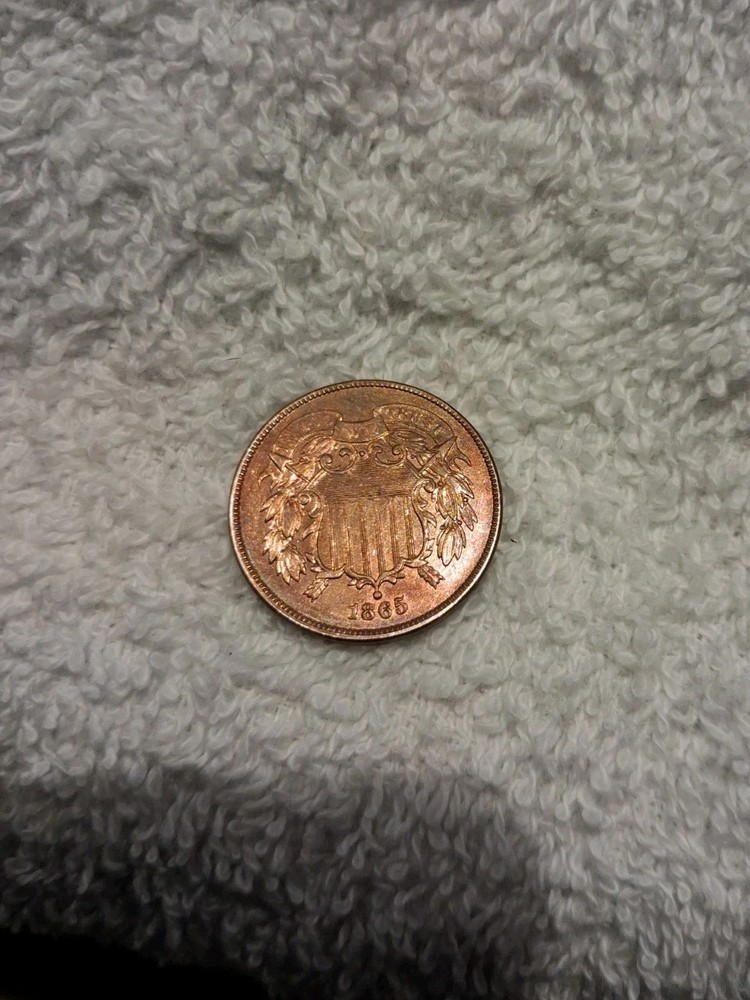 1865 2C Two Cent Piece Choice Red/Brown