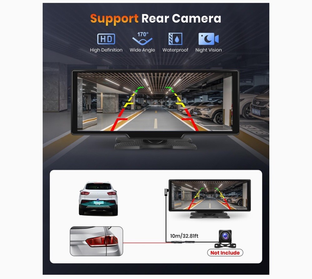 PODOFO 10.26" Multimedia Smart Screen Player Wireless Carplay Android Navigation