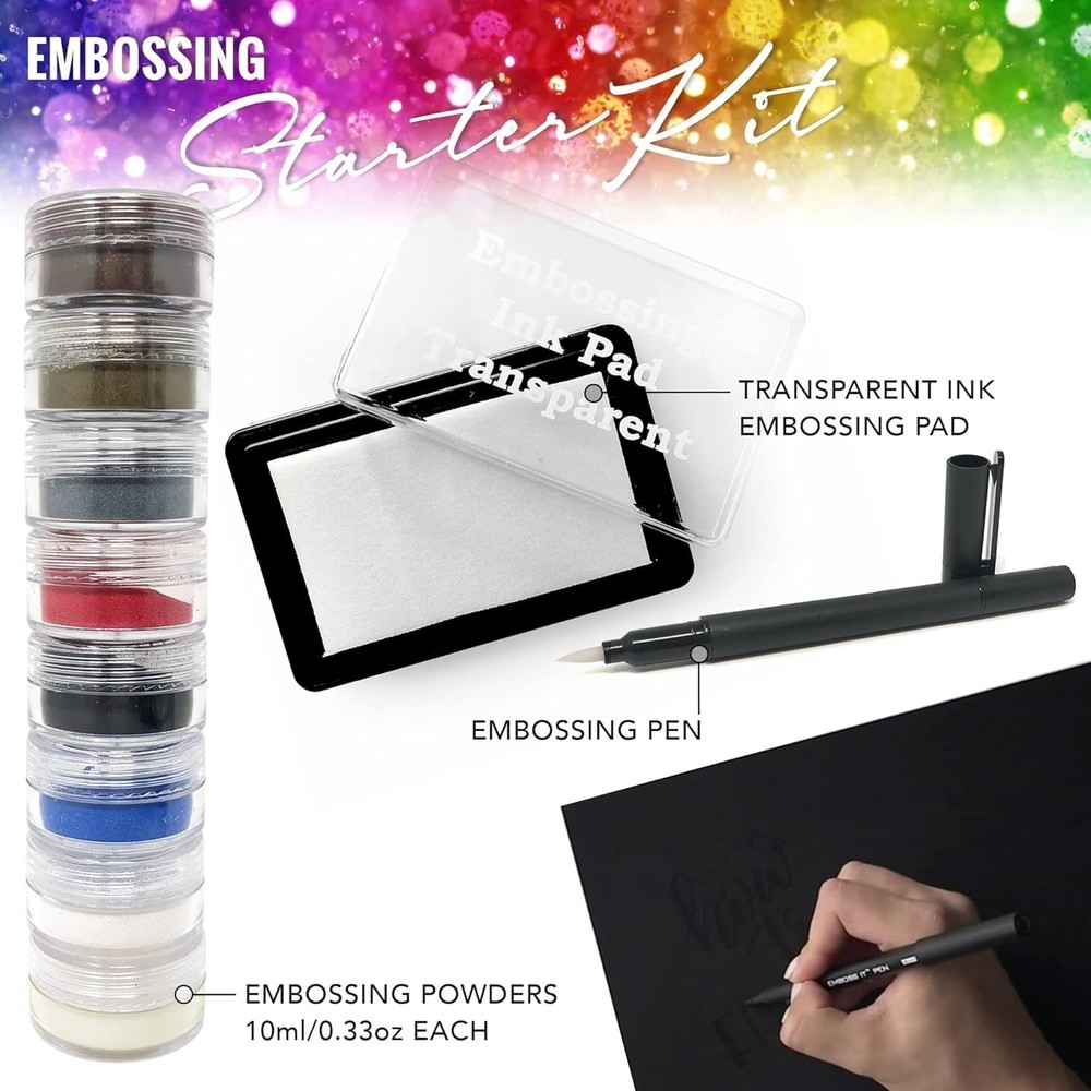 Embossing Kit with Heat Tool Bundle, Embossing Powders, Complete Embossing St...
