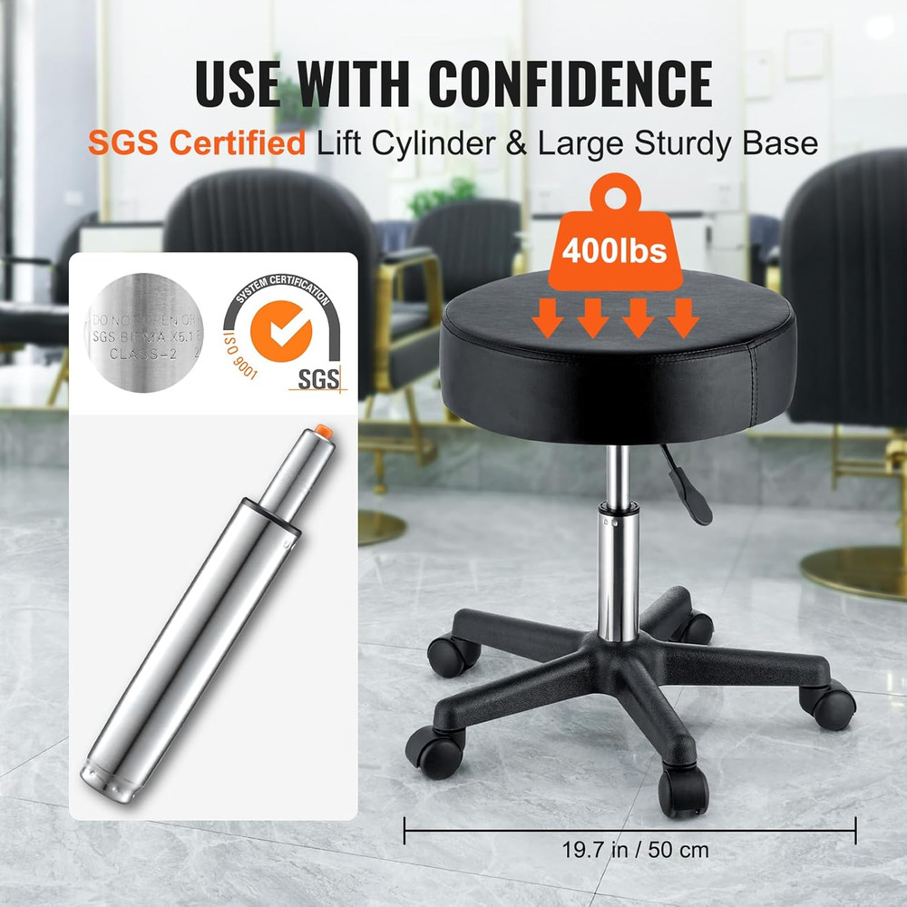 Rolling Stools with Wheels, 400 LBS Weight Capacity Adjustable Height Stool with