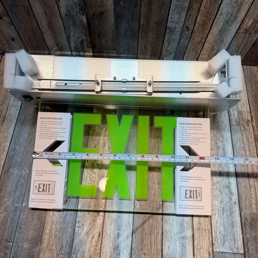 Emergency Exit Sign Double Sided Mirrored Acrylic Recessed LED Exit Sign