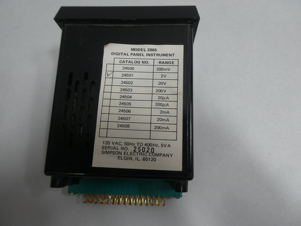 Simpson 2865 Digital Panel Meter 120v-ac