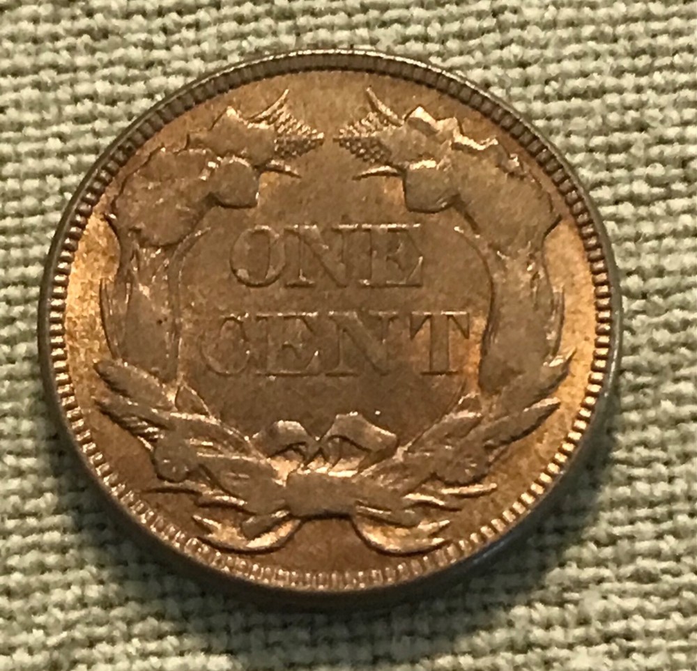 1857 Flying eagle cent , lustrous AU