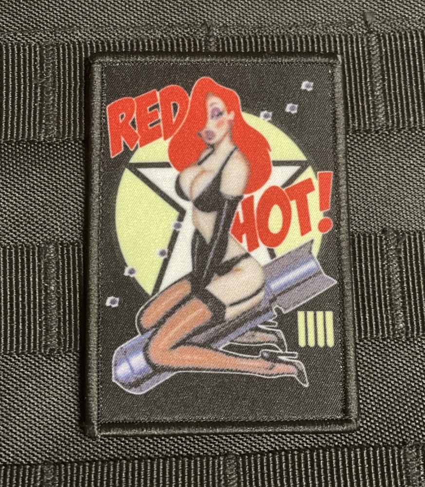 Vintage Bomber Look Jessica Rabbit Red Hot hook Loop Patch
