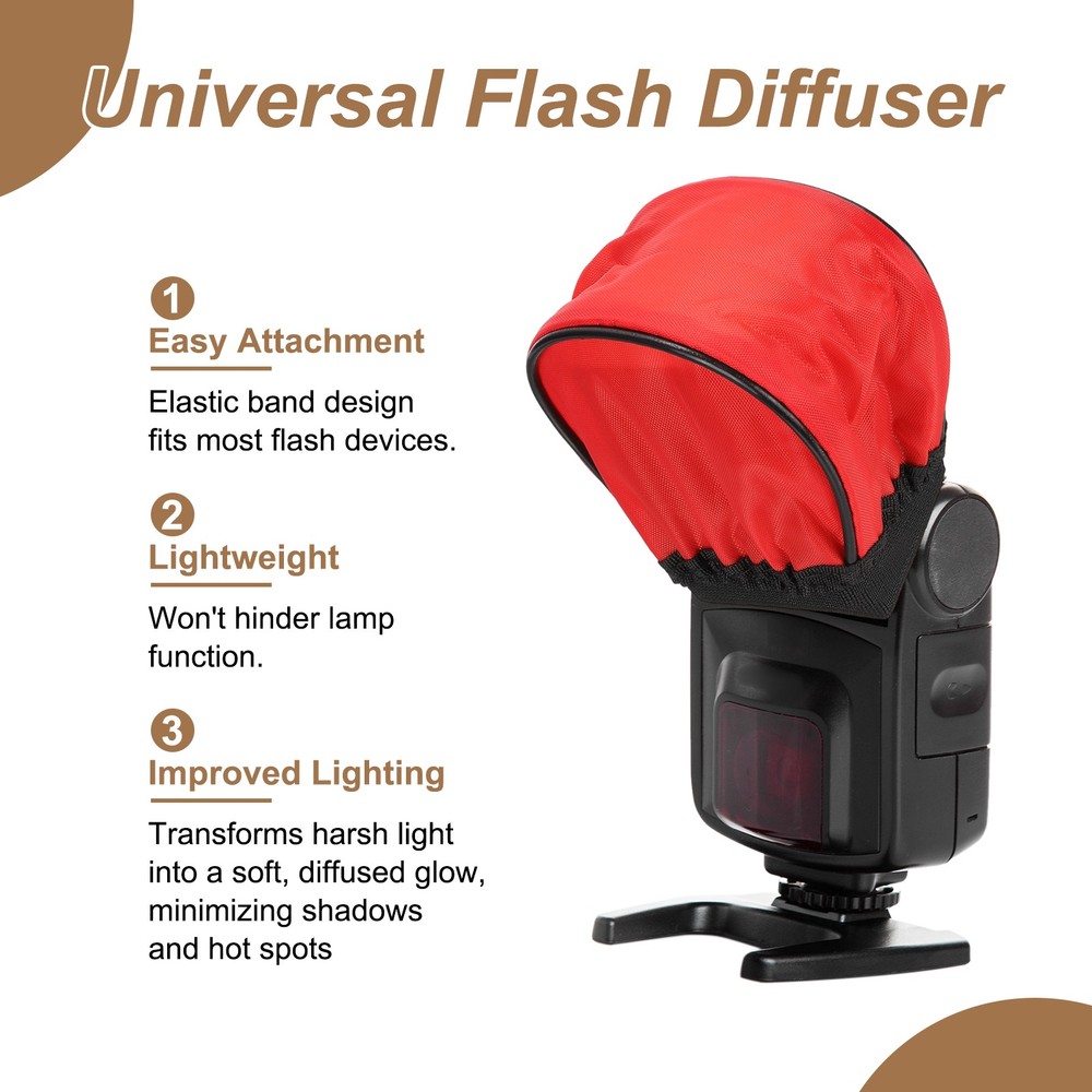 4pcs 3.7" x 3.5" Soft Mini Flash Bounce Diffuser Cap, for Flashlight, Red