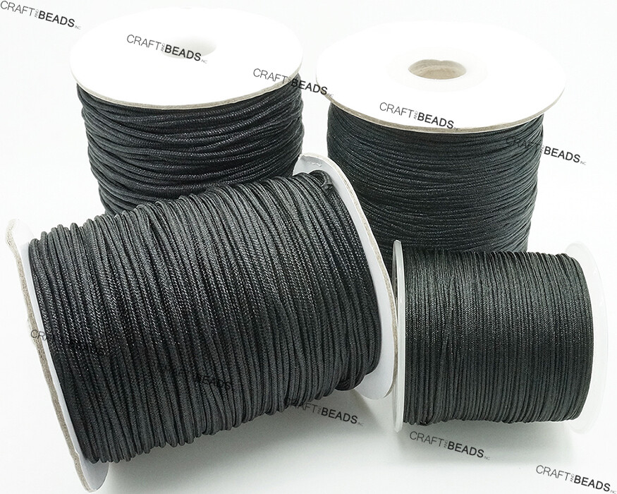 Black - Chinese Knot Nylon Shamballa Macrame Braiding Cord Beading String Thread