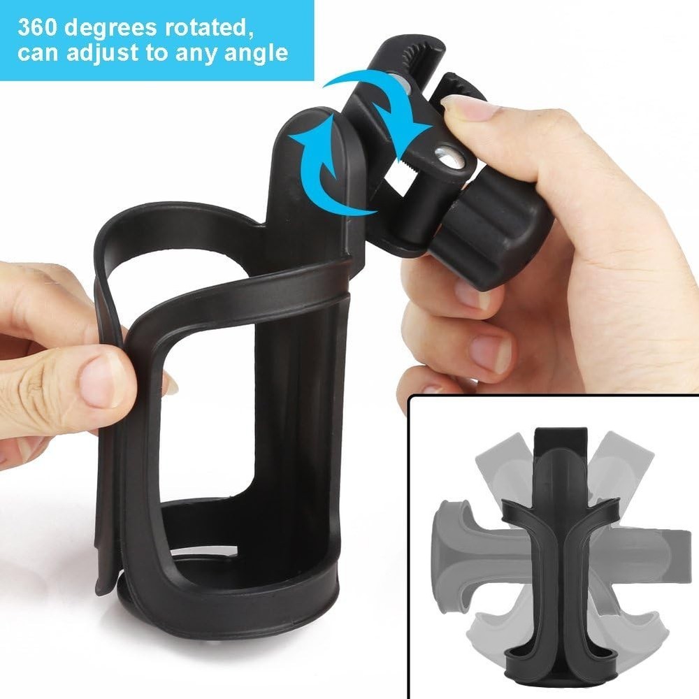 Versatile Cup Holders for Bikes, Strollers & Walkers - 360° Rotation, 2 Pack