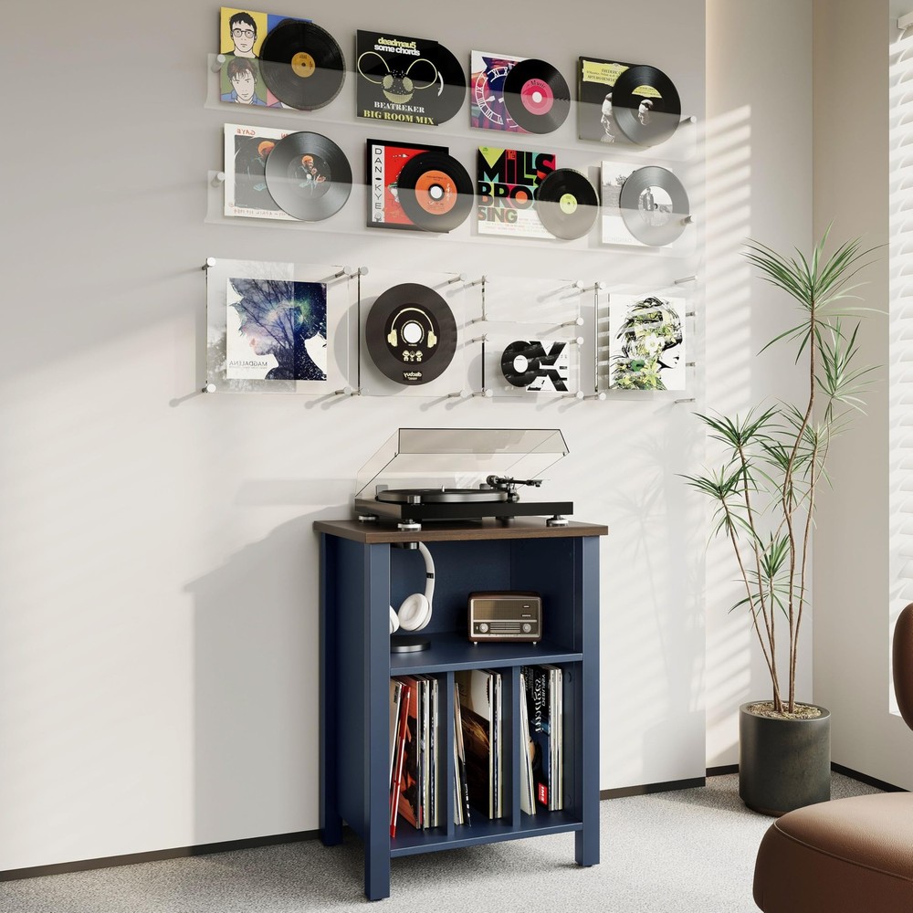 LIDYUK Record Player Stand, Vinyl Record Storage Table End Table with Display...