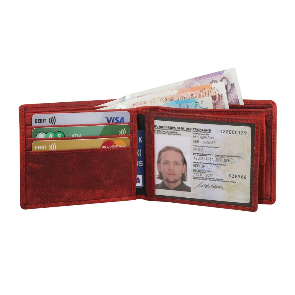 STARHIDE Genuine Distressed Hunter Leather RFID Blocking Coin Pocket Wallet