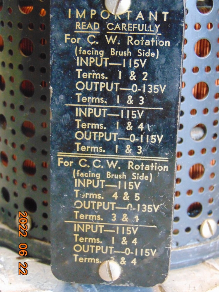 SUPERIOR ELECTRIC POWERSTAT TYPE S809 7.5A