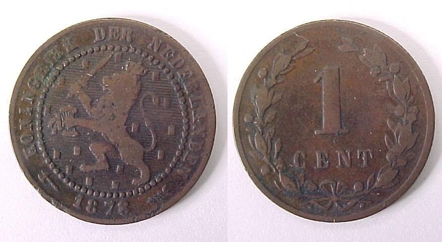 1878 Netherlands 1 One Cent Fine F