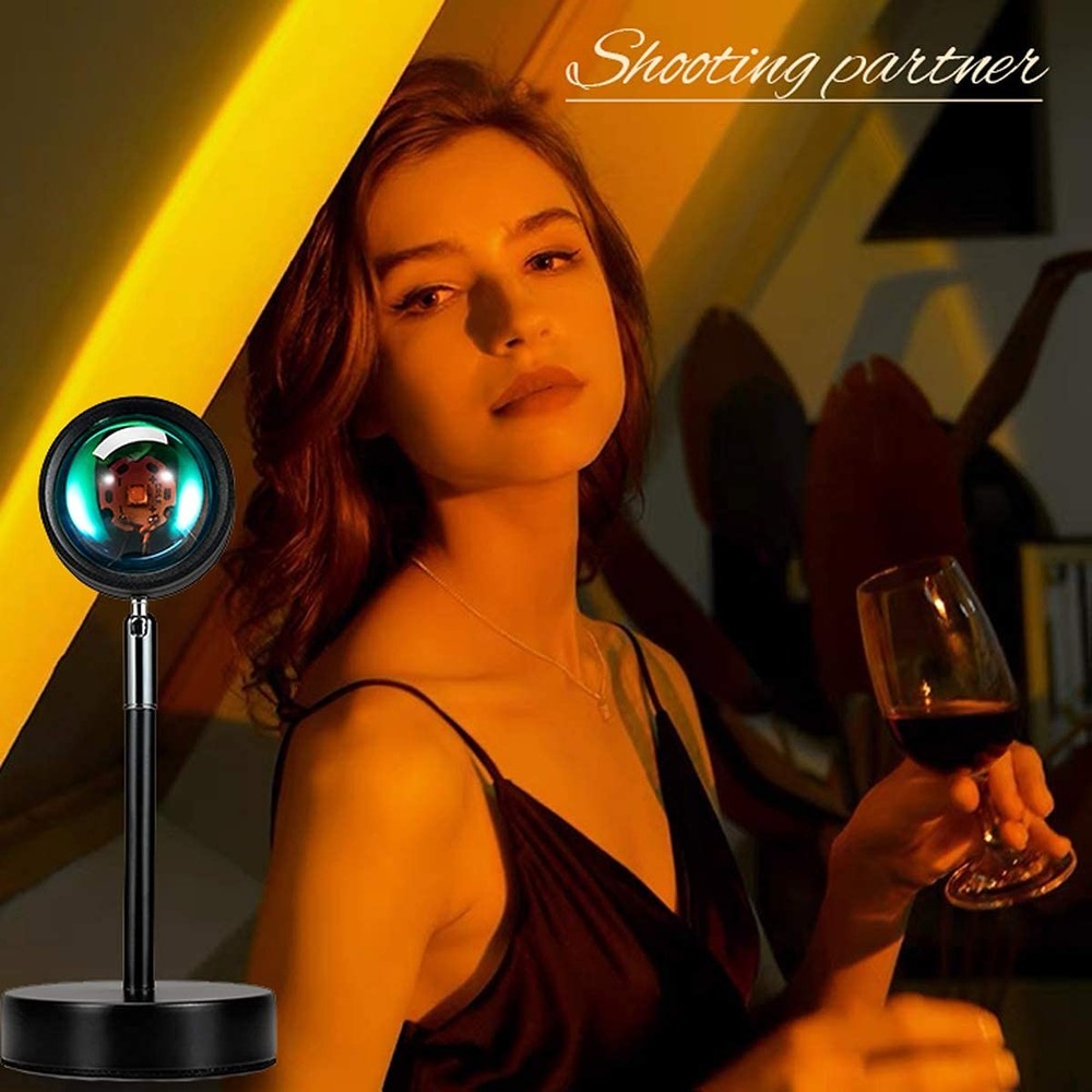 Sunset Lamp Projection Rotation Rainbow Lamp Led Romantic Visual Led Light Ne...