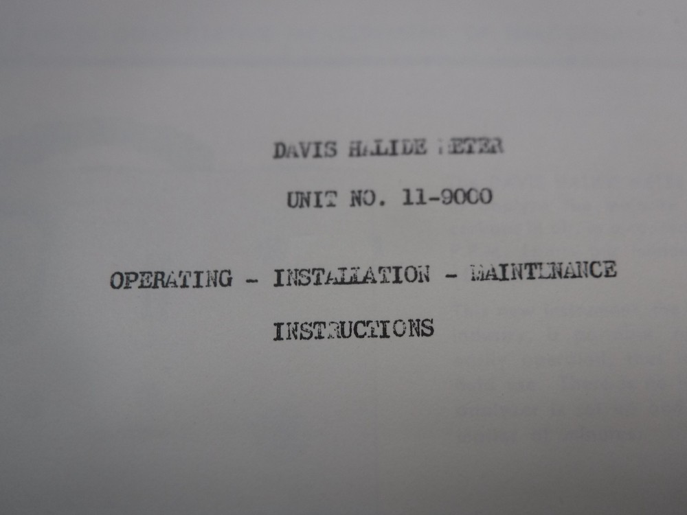 Davis Instruments Unit No. 11-9000 Operating Installation Maintenance Manual
