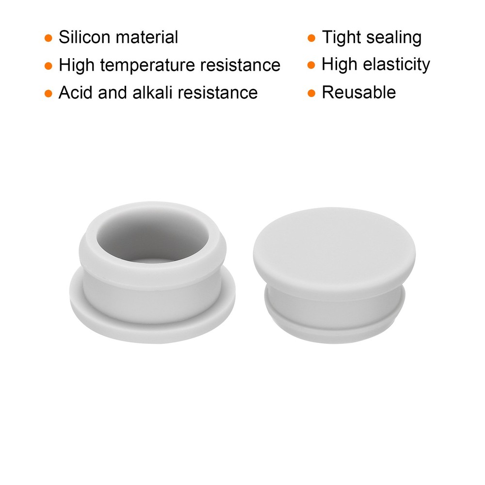 Silicone Hole Plugs Flush Type Panel Round Hole Plugs 27mm Diameter 5pcs Grey