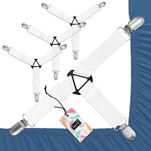 4 PCS Adjustable Bed Sheet Holder Straps Sheet Stays Keepers Fasteners