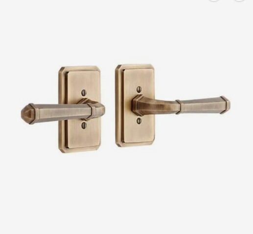 Signature Hardware 503 Solid Bras Passage Interior Door Set w/ Sculpted square