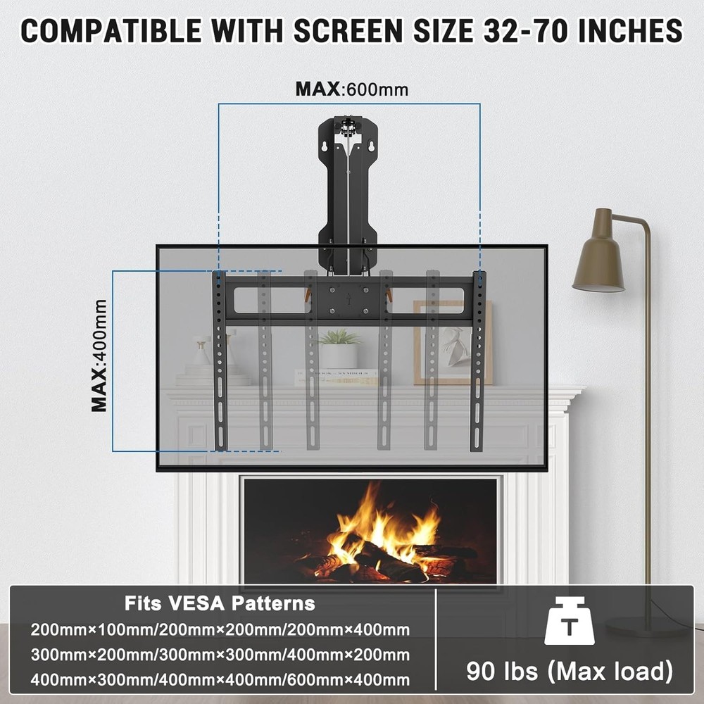 XINYAO TV Mount Pull Down with Remote, Motorized Height Adjustable
