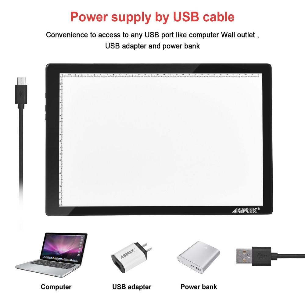 Light Box,Magnetic A4 Pad Magnetic Pad(buttons control), Black