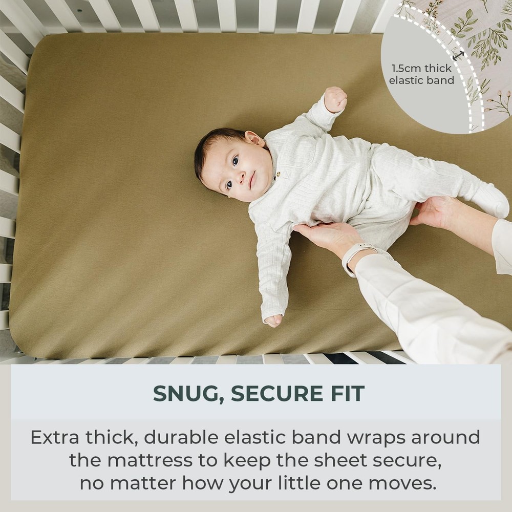 Pobibaby – 2 Pack Crib Sheets for Boys, 2 Pack, Gingham Khaki