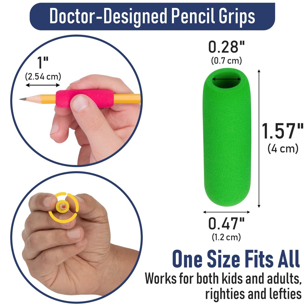 12 Count Ergonomic Foam Pencil Grip Assorted Colors Soft Comfortable Hands