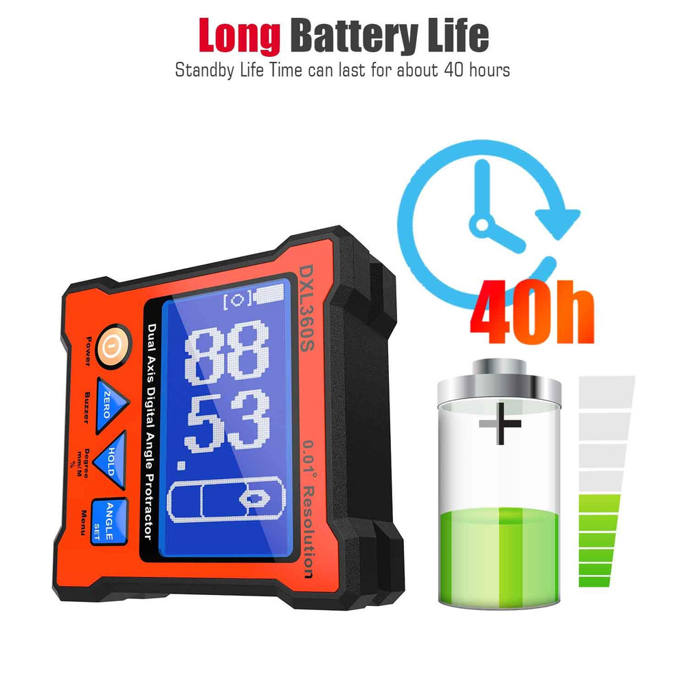 Dual Axis Digital Angle Protractor, Digital Level Angle Gauge GYRO + Gravity 2 i