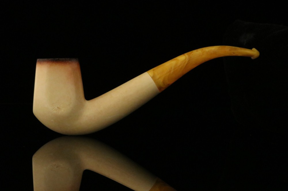 srv -Bent Panel Block Meerschaum Pipe with fitted case M2940