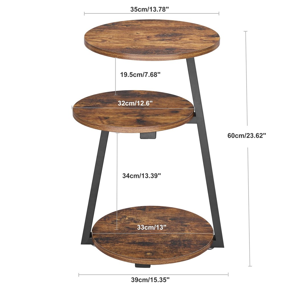Round End Table Side Table with Metal Frame, Accent Nightstand Bedside Table ...