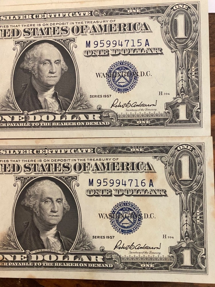 1957 A (6) consecutive numbered certificate notes